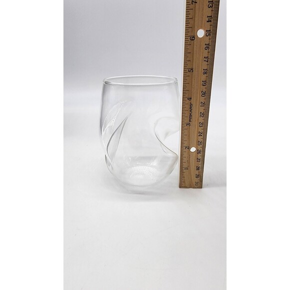4 Venetian Stemless Wine Glasses NIC & SYD Home Clear Mouth Blown Glass 18 Oz - Picture 13 of 13